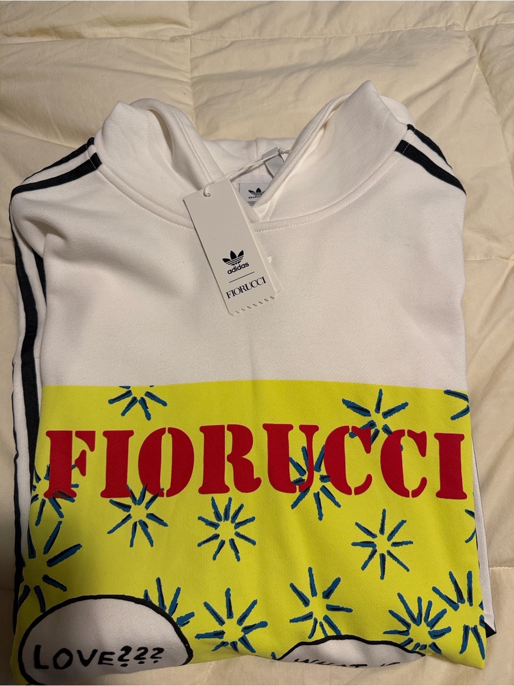 Fiorucci Yellow and White Cartoon Graphic Hoodie Dress - Picture 2 of 4